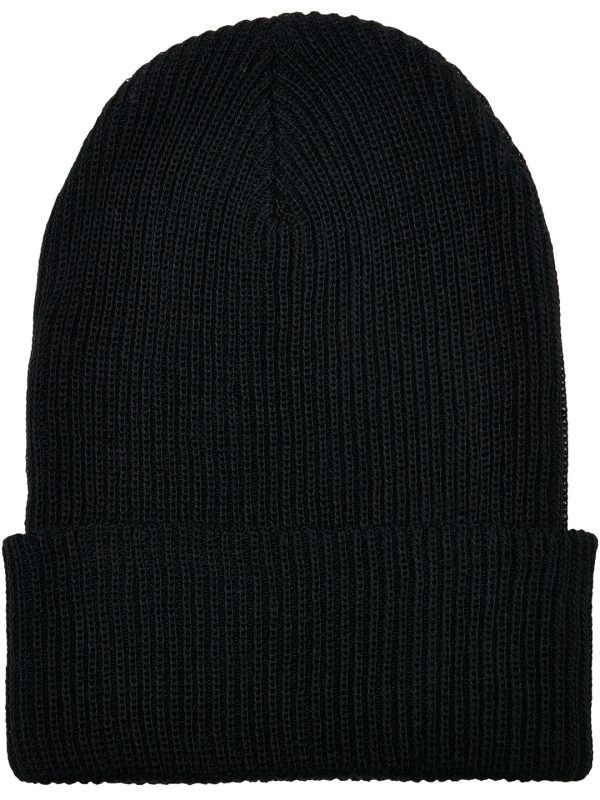 Black Recycled yarn ribbed knit beanie (1504RY)