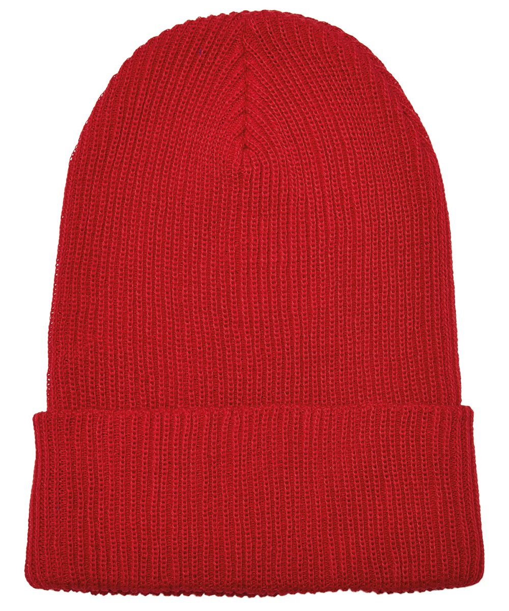 Red Recycled yarn ribbed knit beanie (1504RY)