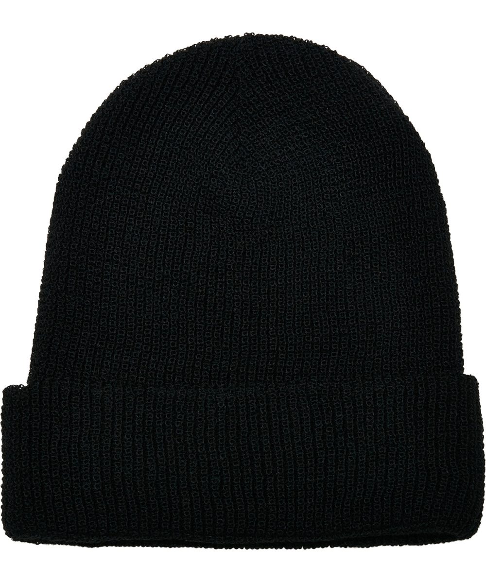 Black Recycled yarn waffle knit beanie (1505RY)