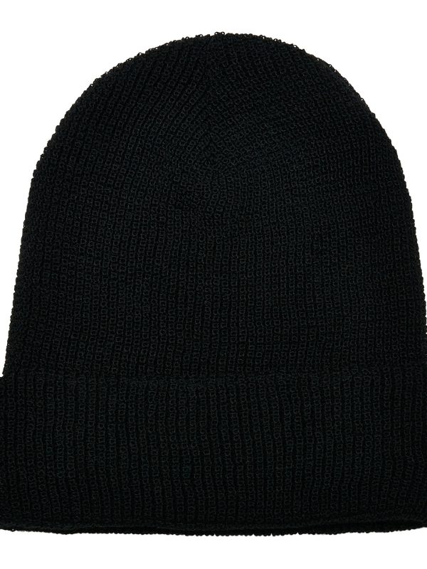 Black Recycled yarn waffle knit beanie (1505RY)