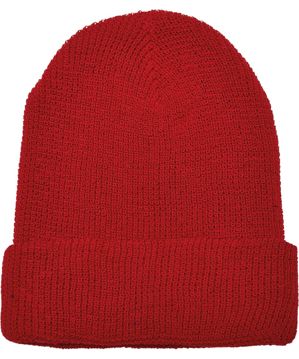 Red Recycled yarn waffle knit beanie (1505RY)