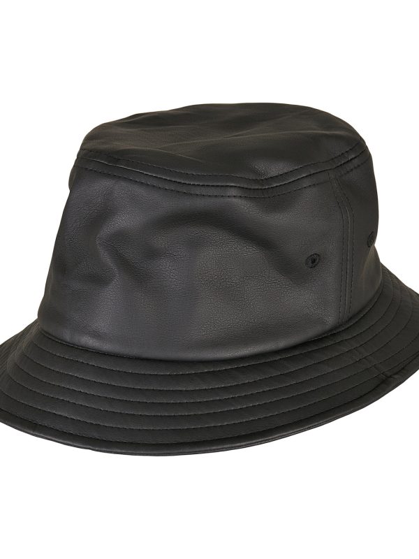 Black Imitation leather bucket hat (5003IL)