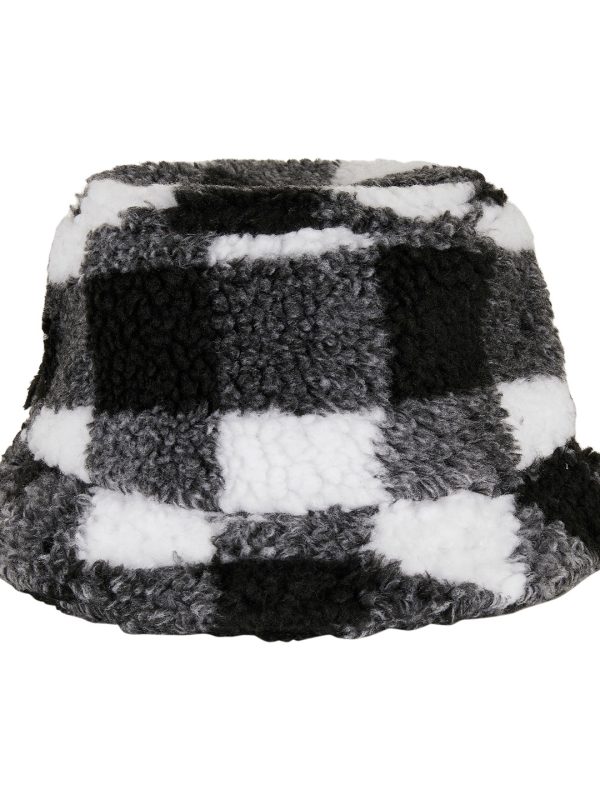 White/Black Sherpa check bucket hat (5003SC)