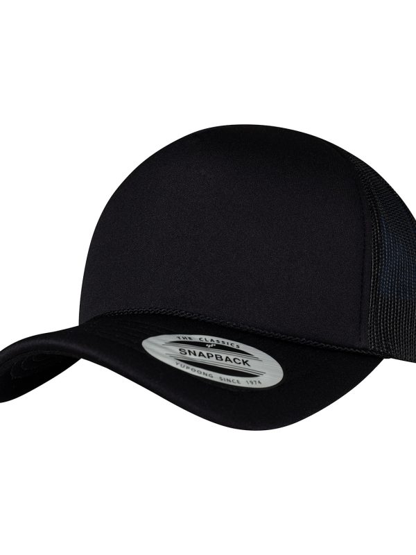 Black/Black/Black Foam trucker cap curved visor (6005FC)