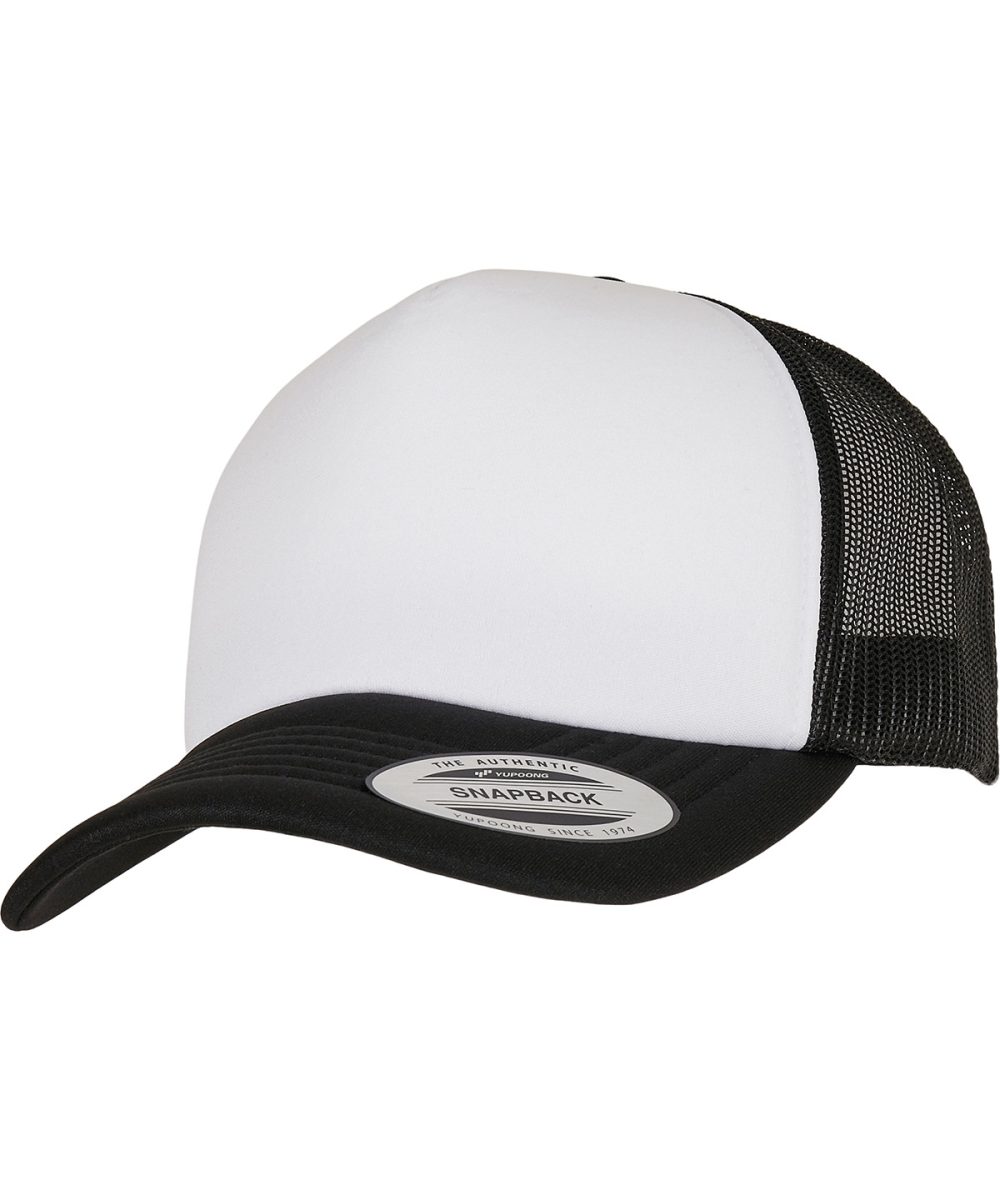 Black/White/Black YP Classics® curved foam trucker cap – white front (6320W)