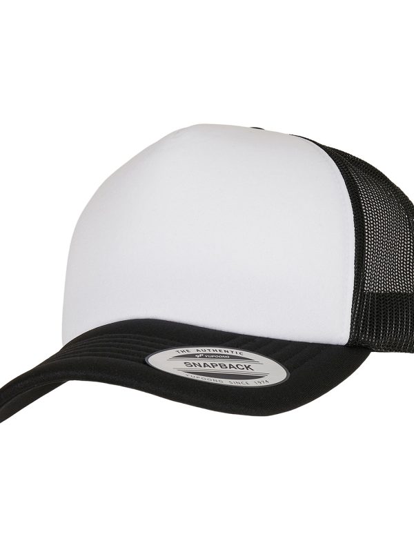 Black/White/Black YP Classics® curved foam trucker cap – white front (6320W)