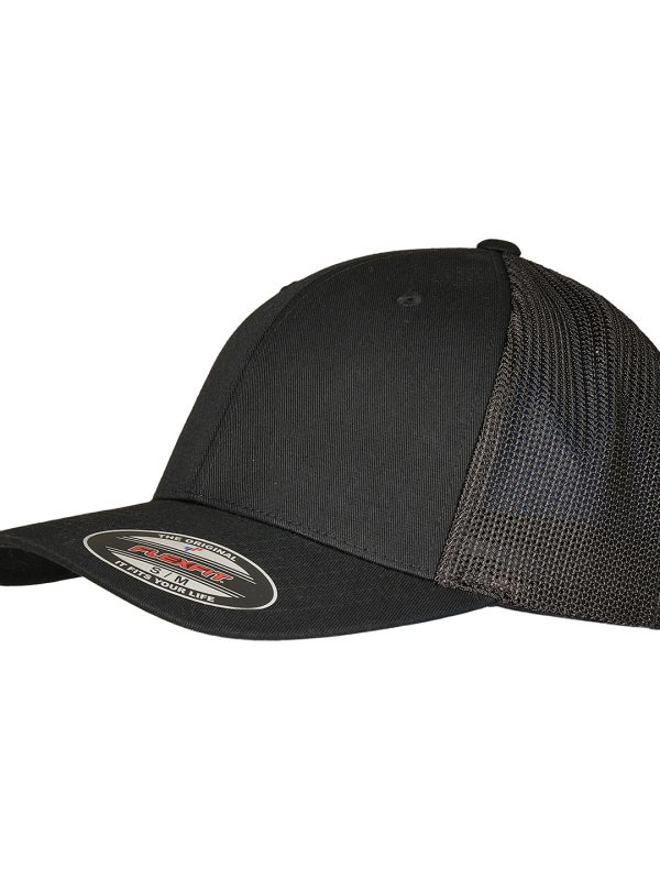 Black/Black Flexfit trucker recycled mesh (6511RM)