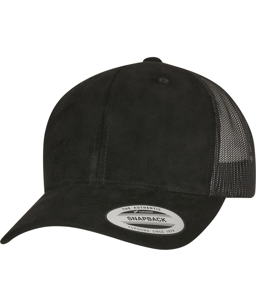 Black Imitation suede leather trucker cap (6606SU)