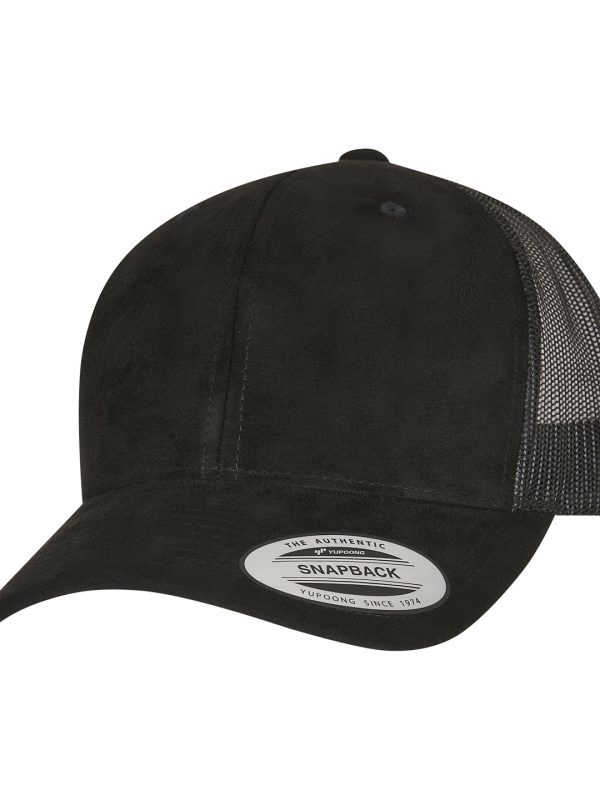 Black Imitation suede leather trucker cap (6606SU)