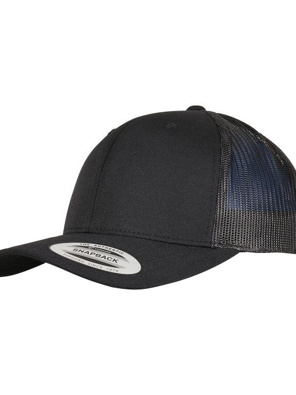 Black Trucker recycled polyester fabric cap (6606TR)