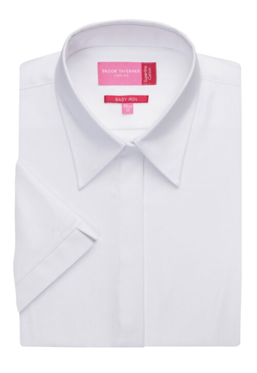 Brook Taverner Ozzero Ladies' S/S Blouse Blue Herringbone