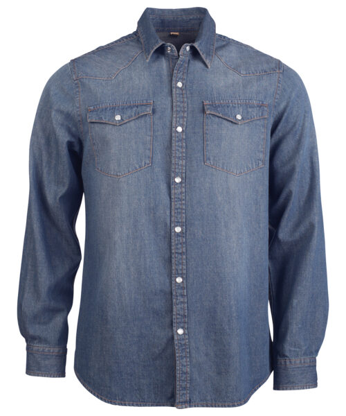 Men'S Long-Sleeved Denim Shirt