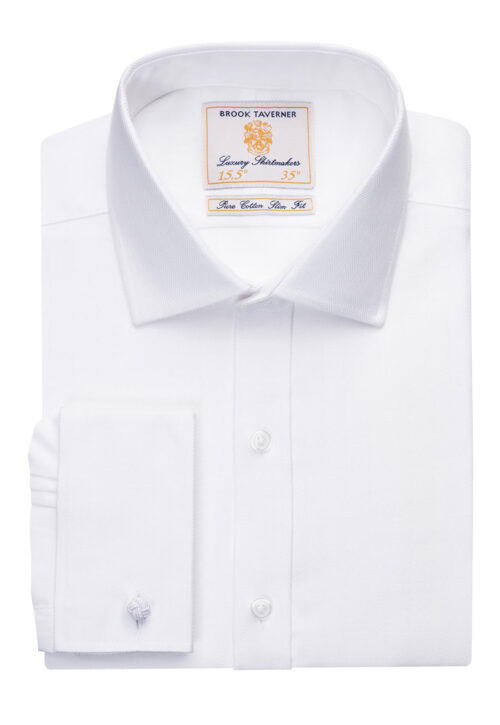 Brook Taverner Prato Men's L/S  Shirt Blue Herringbone