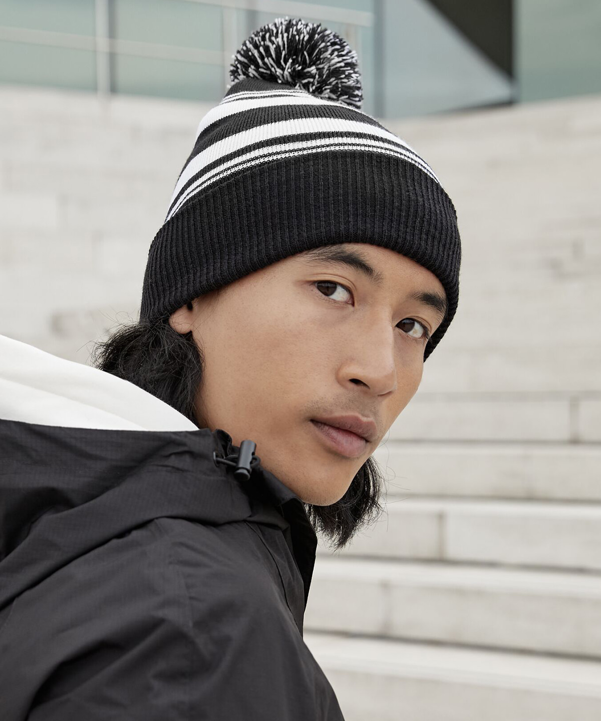 Striped Fan Beanie