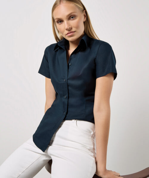 Women'S Workplace Oxford Blouse Short-Sleeved (Tailored Fit)