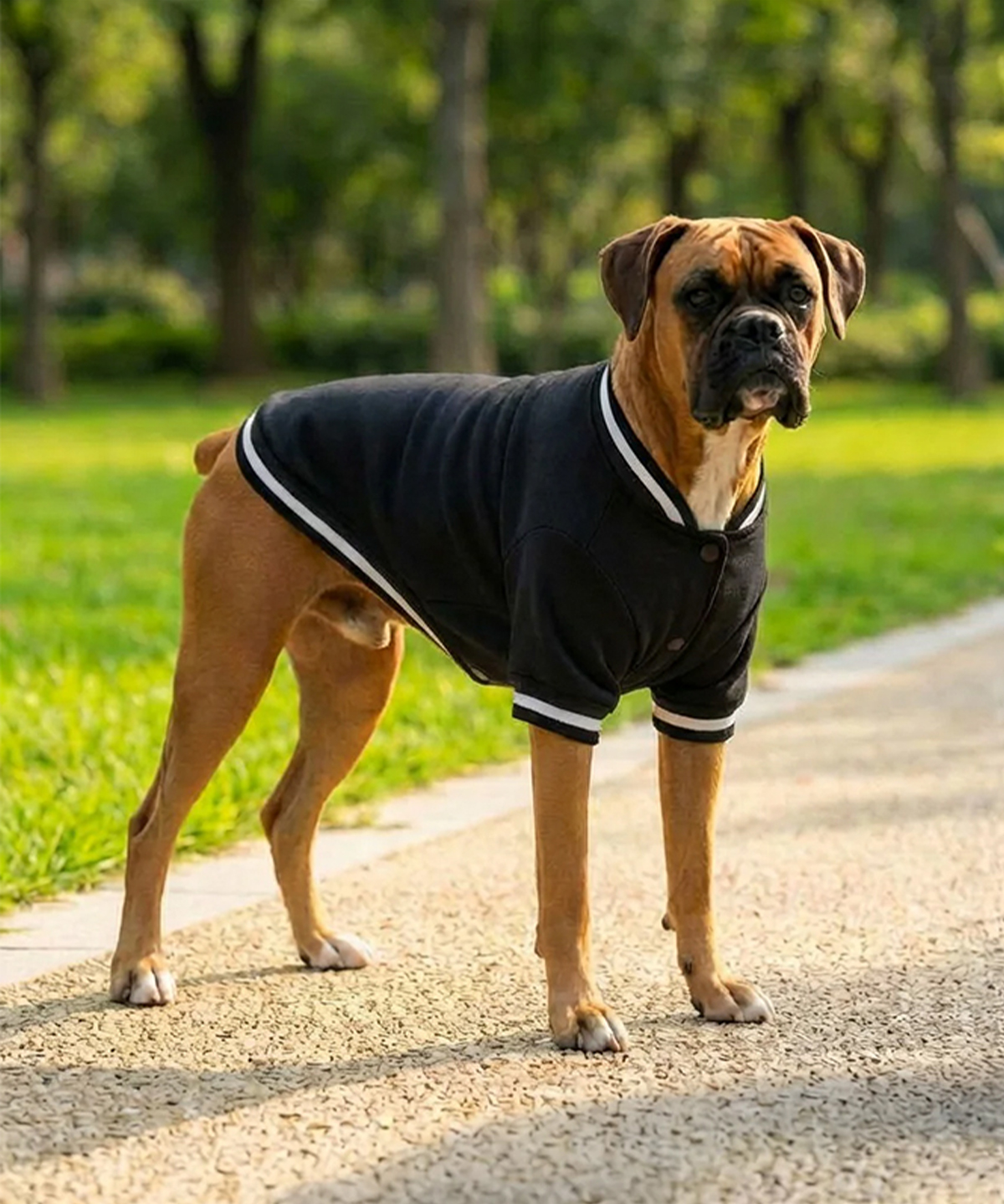 Embroidered Dog Varsity Jacket