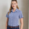 Women'S Microcheck (Gingham) Short Sleeve Cotton Shirt