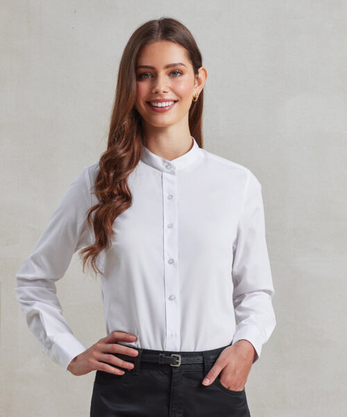 Women'S Banded Collar 'Grandad' Shirt