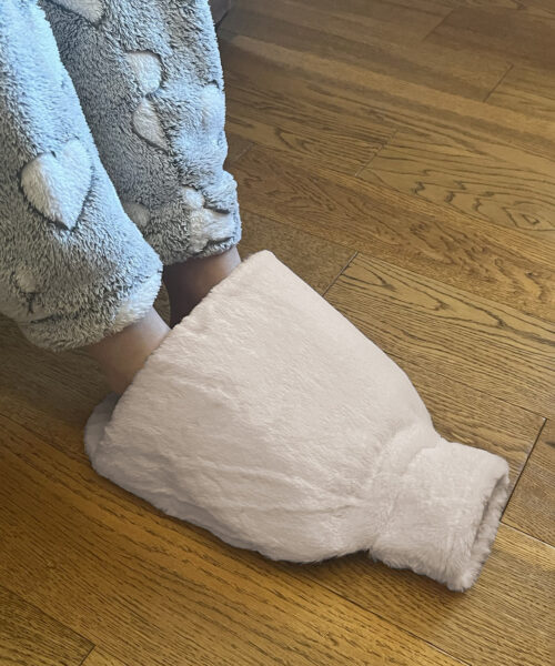 Luxury Foot Hot Water Bottle And Cover In Plush Faux Fur