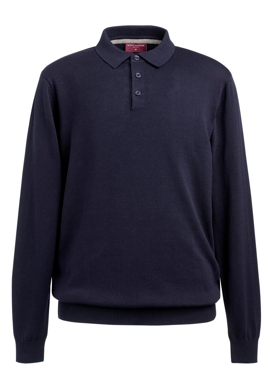 Brook Taverner Casper L/S Knit Polo Shirt Black