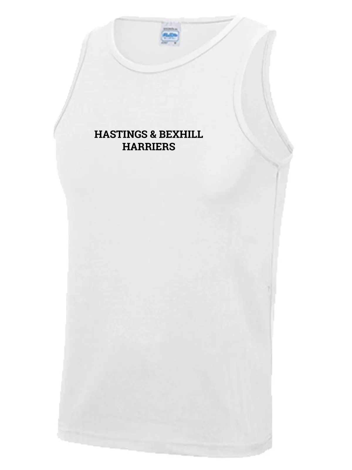 Hastings Bexhill Harriers Men's White Vest Front Text