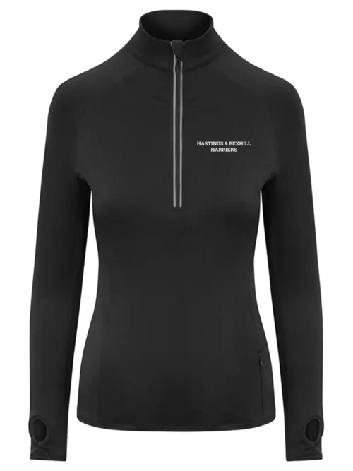 Hastings Bexhill Harriers Women's Black Cool Top Front Text
